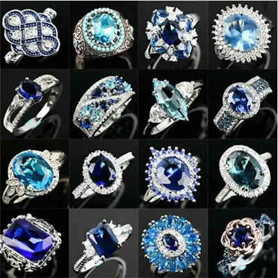 $4.16 • Buy Fashion 925 Silver Rings Women Cubic Zirconia Wedding Party Ring Jewelry Sz 6-10