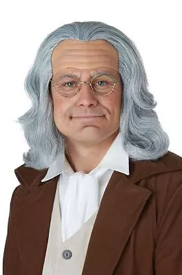Benjamin Franklin Wig Bald Cap Fancy Dress Up Halloween Adult Costume Accessory • $20.57