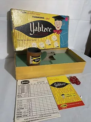 Vintage 1961 Yahtzee Board Dice Game. Original Box.  No 950. Lowe USA. Family • $12.99
