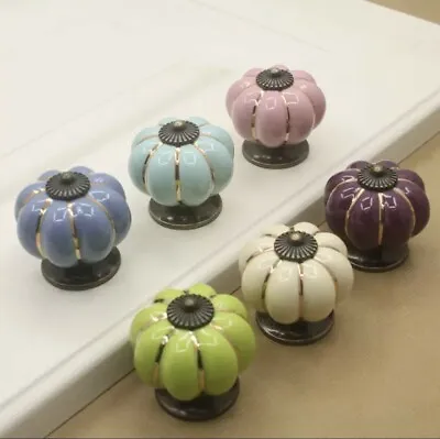 Ceramic Door Knobs. Vintage Pumpkin Style. 6 Classic Colours. Drawer Pulls. • £2.59