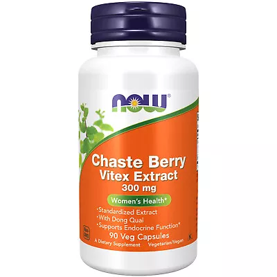 NOW FOODS Chaste Berry Vitex Extract 300 Mg - 90 Veg Capsules • $12.88