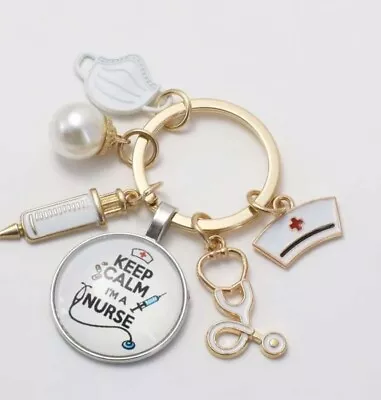 Novelty Keep Calm I’m A Nurse Keyring Bag Charm Christmas Birthday Gift Present • £4