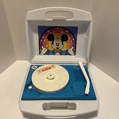 Vintage Mickey Mouse Record Player Daylin Phonograph Suitcase Model 990 See Des. • $27