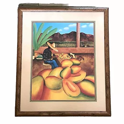 William T Templeton “Mango Man” Print Mexican Folk Art Southwest 42”x35” • $45