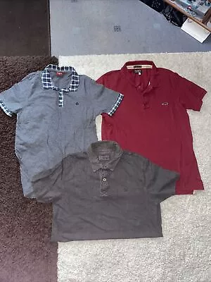 Mens 3 Polo Tops Clothes Bundle- Merc/Fat Face + Jack&Jones - Size Medium • £12.49