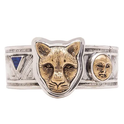 Tabra 925 Silver Antiqued Bronze Lapis Lazuli Cuff Large Bracelet By Esme Vault • $790.40