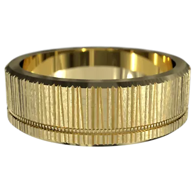 7mm Genuine Solid 9ct Yellow Gold Wedding Band Ring With A Carved Pattern • $740