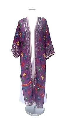 Gorgeous Embroidered Sequined Duster Coat Vintage Indian Boho • $145