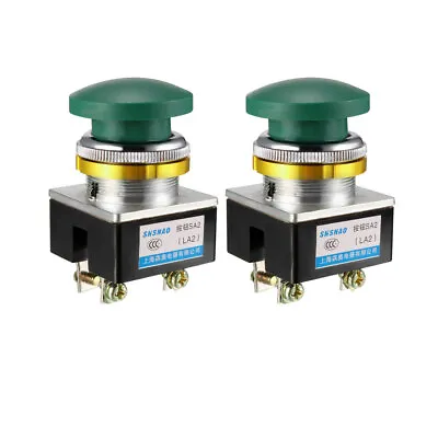 2pcs Push Button Switch Green Momentary AC380V 5A Switches 30mm Mount • $16.29