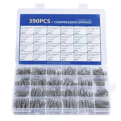 Compression Springs Assortment Kit 390 Pcs 24 Different Sizes Stainless Steel S • $24.32