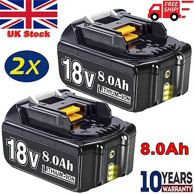 2X For Makita 18 Volt BL1830 LXT Li-ion 8.0Ah Battery BL1850B BL1860B BL1840 UK • £40.89