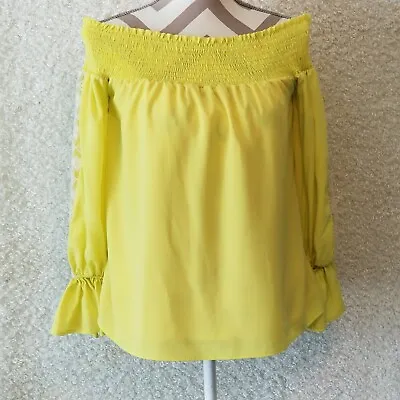 $17.50 • Buy VaVa By Joy Han Yellow Off Shoulder Top Size Small 
