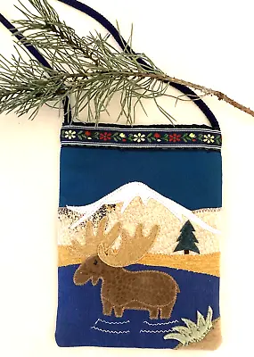 Fabric Crossbody Purse Shoulder Bag Svetyolka Moose Pine Tree Lake Mountain • $15