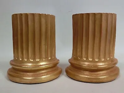 Pr Gold Gilt Roman Column Base Bookends Roman Greek Style Intellectual Interest  • $190