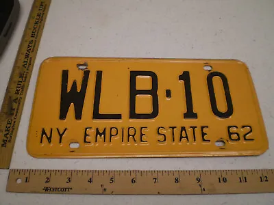 1962 62 New York Vanity License Plate Wlb-10 Abbreviation Monogram Initials • $18.50