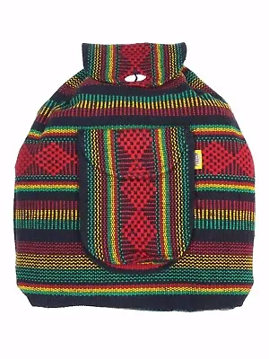 Authentic RASTA Bag Beach Hippie Baja Ethnic Backpack Made In Mexico 28 • $17.95