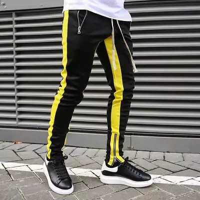 Men's Striped Contrast Sport Pants Joggers Casual Fitness Trousers Gym Sweatpant • $18.27
