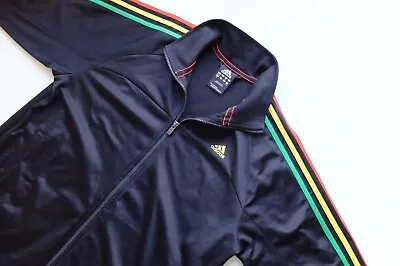 Rare Adidas Essentials TT Jacket M Trefoil Black Red Green Yellow Rasta 2012 • £120