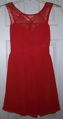 BCBGeneration Size 2 Dress  Red Lace Sleeveless Lined Open Back Fit & Flare BCBG • $15.99