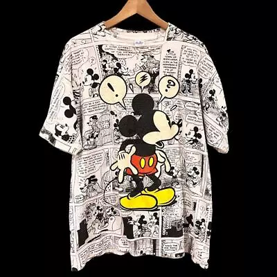 VTG 90s Velva Sheen Mickey Disney All Over Print Cartoon Comic Movie T Shirt XL • $29.99