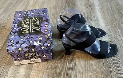 Mootsies Tootsies Slip On Slingback Black Fabric Heel Sandals Women’s Size 7M • $9.60