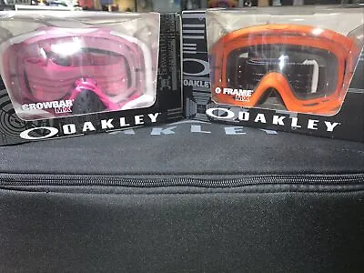 Oakley O FRAME MX Orange  Clear & Oakley Crowbar MX Pink & Oakley 3 Goggles Case • $125