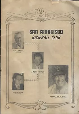 1950 San Francisco Seals Pacific Coast League PCL Program & Scorecard NO COVERS • $4.99