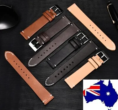 $29.99 • Buy Stitched Ends Quick Release Solid Calf Leather Band Strap Suit Smart Watch QR6
