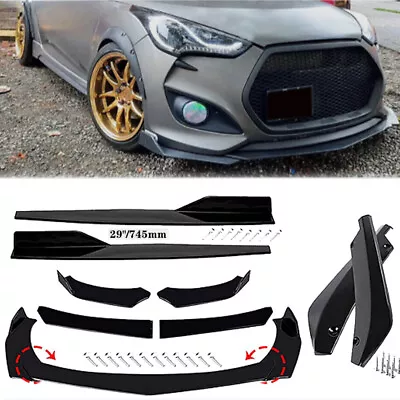 For Hyundai Veloster Turbo Front Bumper Lip Spoiler Splitter Body Kit+Side Skirt • $54.99