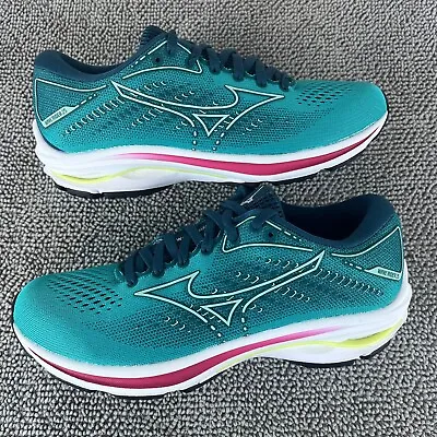 Mizuno Wave Rider 25 Teal Blue White Running Shoes Sneakers Women's Size 6 • $69.99