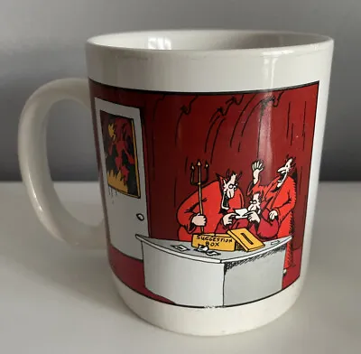 THE FAR SIDE Gary Larson Coffee Mug Cup 1991 HELL SUGGESTION BOX Devil RARE/HTF! • $29.99