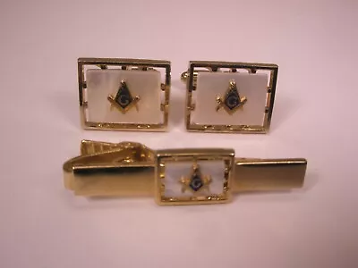 Masonic White Mother Of Pearl Vintage ANSON Cuff Links Shriners Scottish Rite • $37.49