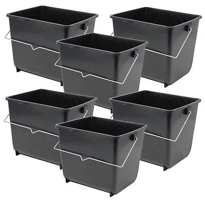 £11.25 • Buy 6 Pcs 5 Litres Black Paint Ribbed Scuttle Metal Handle Rollers Plastic Bucket