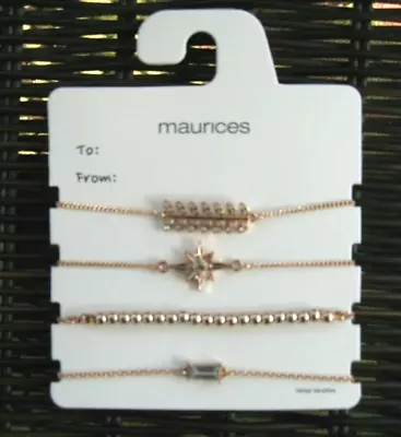 Maurices~New With Tags~Rose Gold Mixed Pull Knot Nickle Free Bracelet 4 Pieces • $13.99