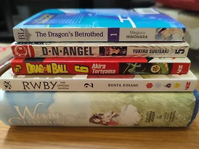 Mixed Manga Lot Of 5 Wolf Children Ame & Yuki RWBY Dragon Ball D N Angel ... • £18.25