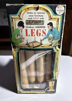 Vintage MCM DELUXE Hardwood Tapered 4 Legs 8” W/Height Adjusters New Sealed • $49.99