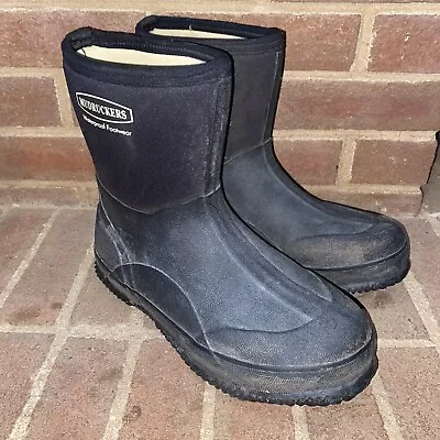 Mudruckers Black Short Muck Boots Waterproof Womens Sz 9 Mens Sz 8 Style 110405 • $45