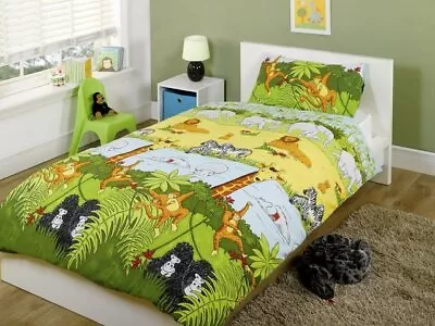 Multi Cheeky Monkey Kids Safari Animals Fun Colourful Soft Duvet Cover Set • £13.99