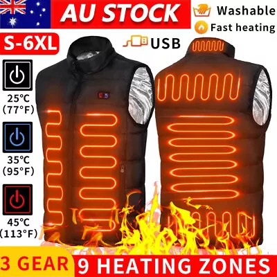 Electric Heated Vest Smart USB Winter Warm Jacket Men Women Heating Coat Clothes • $28.99