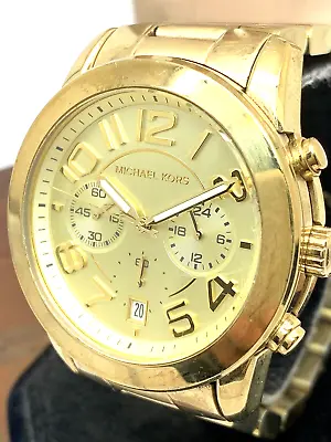 Michael Kors Women's Watch MK5726 Mercer Quartz Chronograph Gold Steel 42mm USED • $59.37