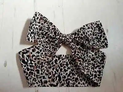 50s Vtg Leopard Print Bow Head Scarf - Rockabilly Psychobilly Pin Up Girl Cute  • £9.50