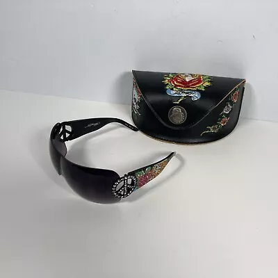 Ed Hardy Sunglasses Women EHS027 Tortoise With Case Pin Up Peace Sign • $114.95