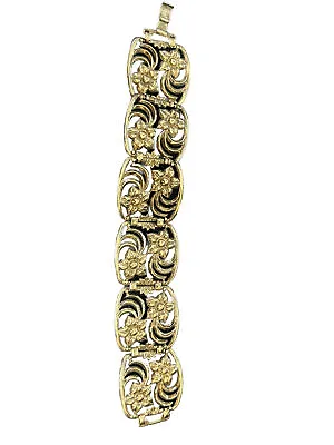 Vintage 1940's Symmetalic Sterling Silver & 14k Floral Bracelet 7.25 Elaborate! • $110