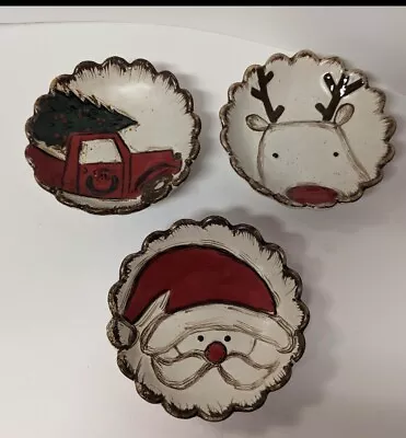 Mud Pie Christmas Santa Farmhouse Dipping Dishes 412300055 Set Of 3 NWOT • $16.99