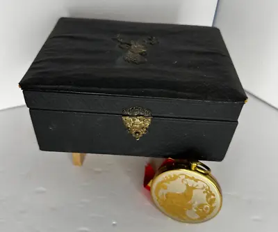 Vintage Lot Of 2 Stag Items: Stag Gold Powder Compact & Black Jewelry Box • $22.99