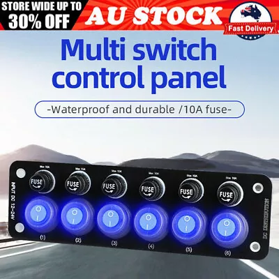 6 Gang 12V/24V Dual USB LED Rocker Switch Panel Decal For Car Truck Boat Marine • $26.96