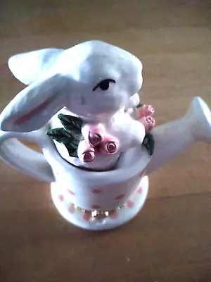 Mud Pie Porcelain Hinged 1998 Bunny Trinket Box Rare • $10.99