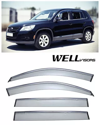 $68.99 • Buy For 09-UP VW Tiguan WellVisors Side Vent Window Deflector Visors W/ Chrome Trim