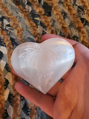 £16 • Buy Selenite Engraved Heart Angel Stone Meditation, Reiki Healing