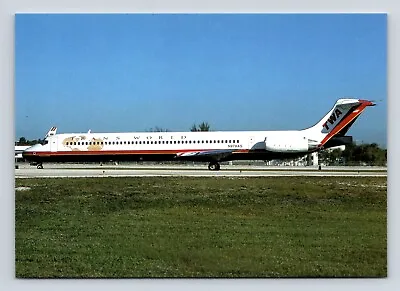 TWA McDonnell Douglas MD-83 N978AS Fort Lauderdale 1996 Airplane Postcard Vtg A5 • $5.99